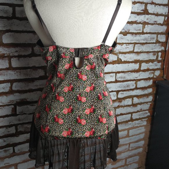 Nighty Chemise Cami Corset Top L SEXY Brown L - Picture 4 of 7